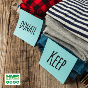 A pile of clothing, one to donate and a pile to keep to help 5 Top Reasons Why Reducing Clutter Improves Mental Health